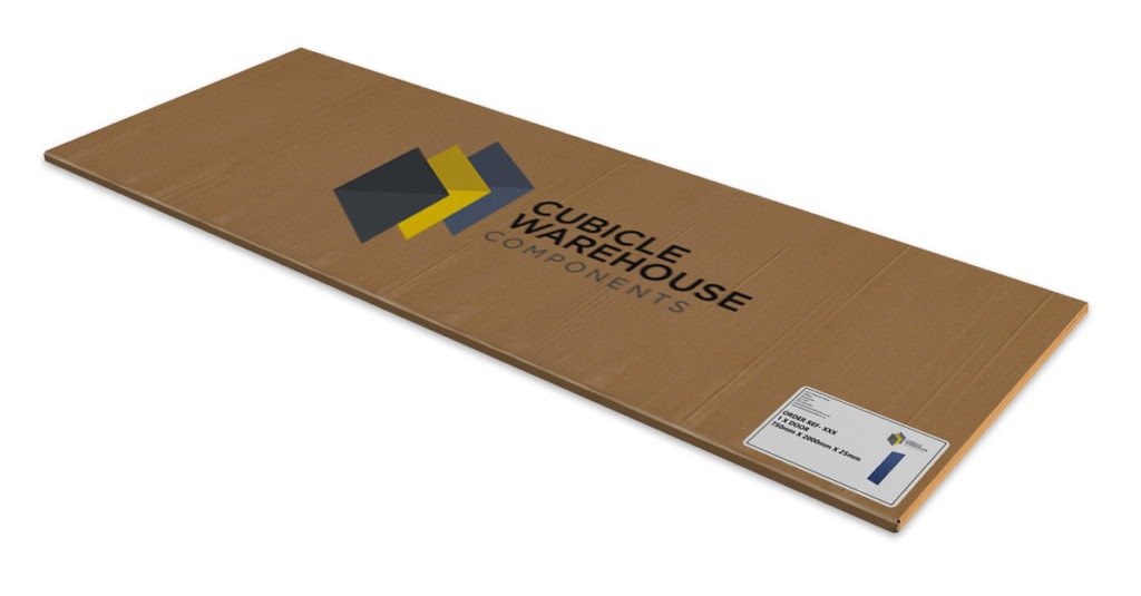Cubicle warehouse panel boxed in logo box