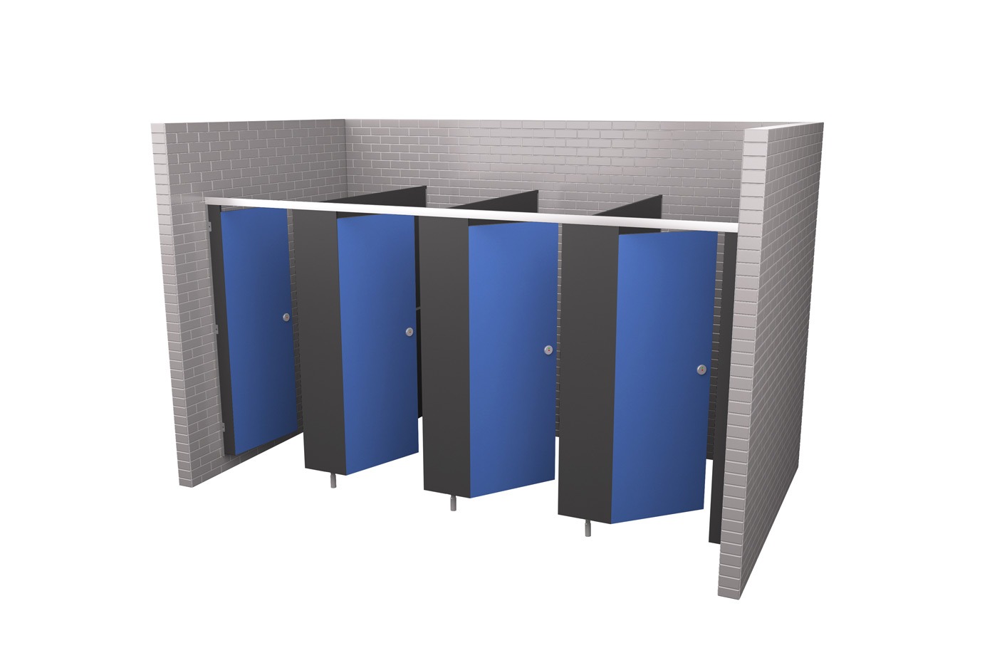 Run of Four Changing Room Cubicle Set - Toilet Cubicle Warehouse