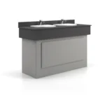 two sink black and grey vanity unit